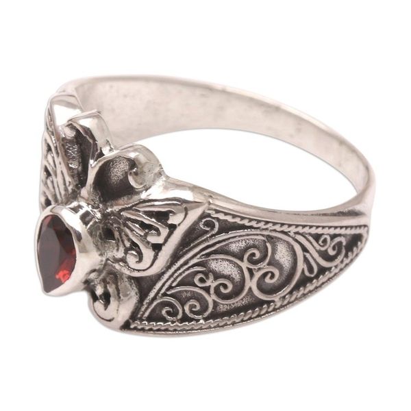 Alternate image for Garnet Cocktail Ring with Butterfly Motif Blazing Butterfly