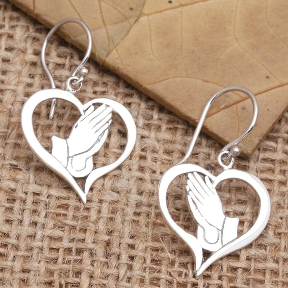 Handcrafted Sterling Silver Heart Earrings 'Empire of Love'