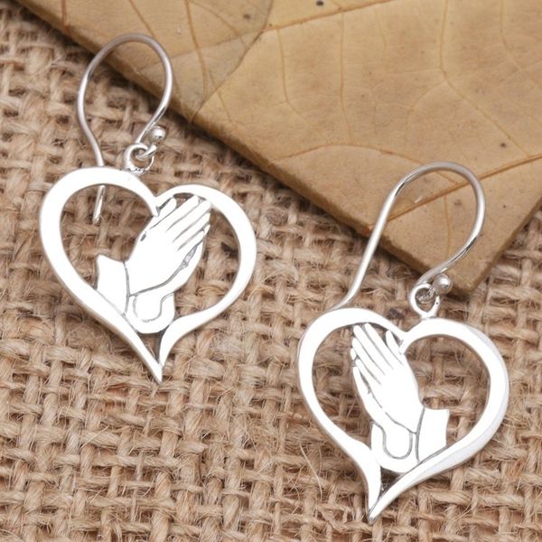 Alternate image for Handcrafted Sterling Silver Heart Earrings Empire of Love