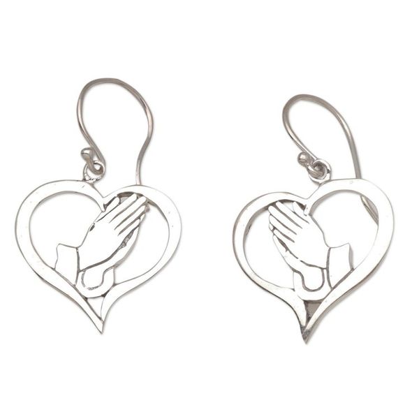 Alternate image for Handcrafted Sterling Silver Heart Earrings Empire of Love