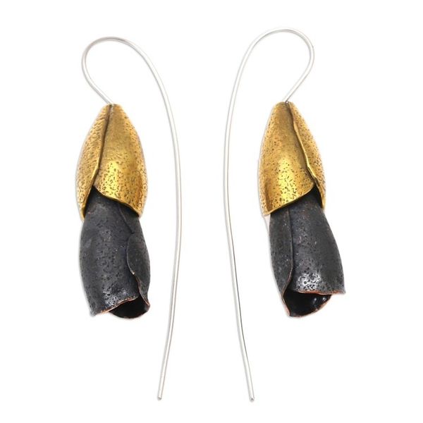 Alternate image for Handcrafted Copper and Brass Dangle Earrings Spring Rosebuds