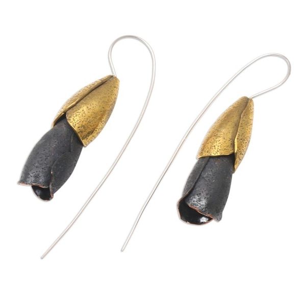 Alternate image for Handcrafted Copper and Brass Dangle Earrings Spring Rosebuds