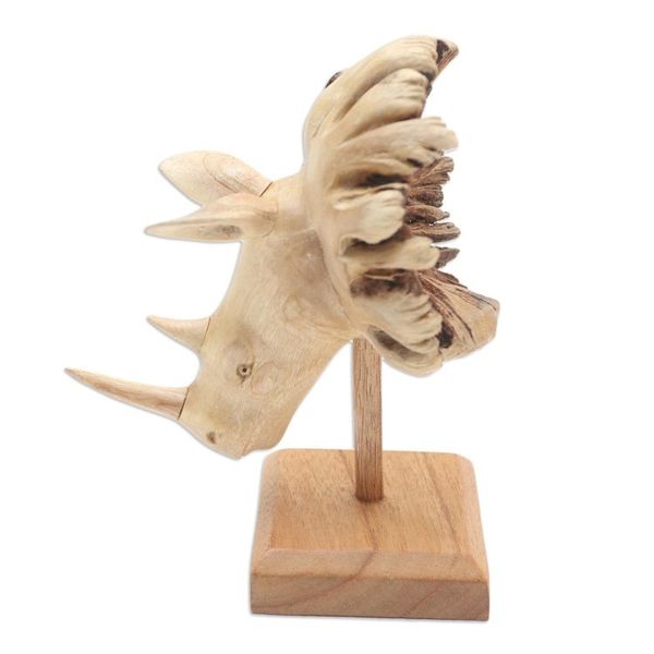 Alternate image for Jempinis Wood Rhino-Themed Statuette Rhino Dive