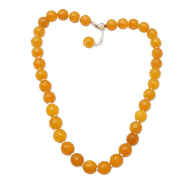 Alternate image for Sterling Silver and Orange Agate Beaded Necklace Evening Cocktail in Orange