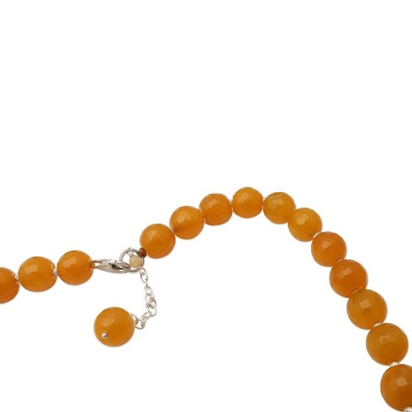 Alternate image for Sterling Silver and Orange Agate Beaded Necklace Evening Cocktail in Orange