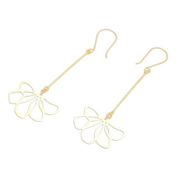 Alternate image for Hand Crafted Gold-Plated Dangle Earrings Finding Flowers