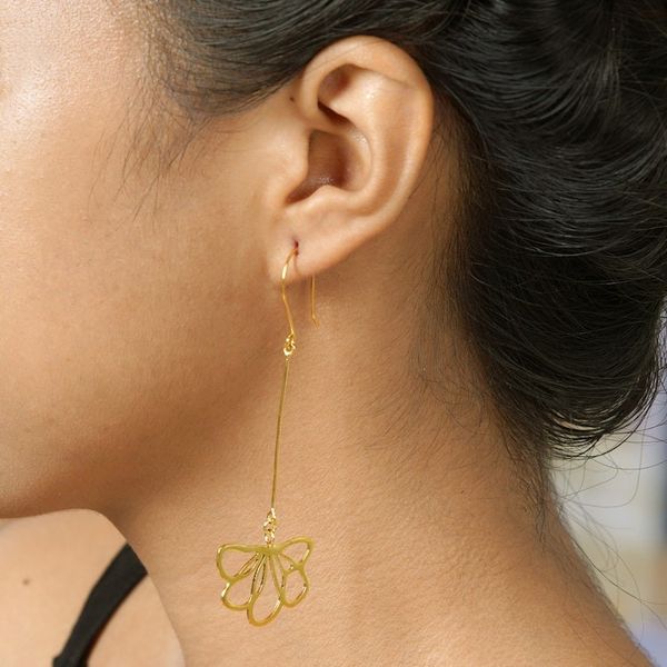 Alternate image for Hand Crafted Gold-Plated Dangle Earrings Finding Flowers
