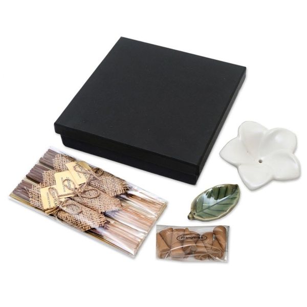 Alternate image for Jasmine and Sandalwood Ceramic Incense Set Balinese Frangipani