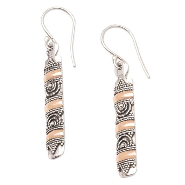 Alternate image for Gold-Accented Sterling Silver Dangle Earrings Golden Bands