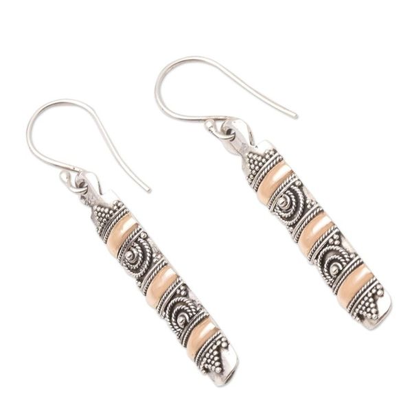 Alternate image for Gold-Accented Sterling Silver Dangle Earrings Golden Bands