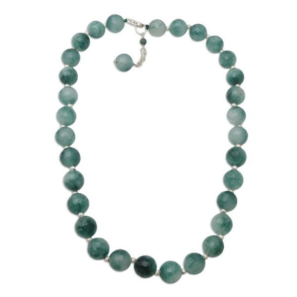 Alternate image for Artisan Crafted Sterling Silver and Agate Beaded Necklace Evening Cocktail in Green