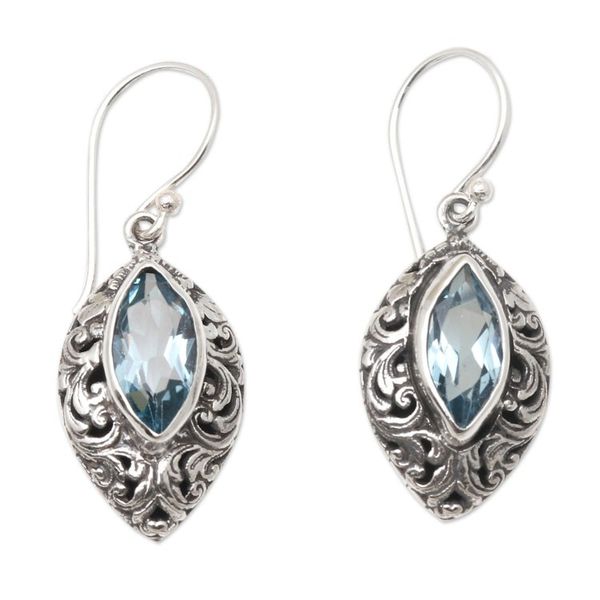 Alternate image for Blue Topaz and Sterling Silver Dangle Earrings Air Battle