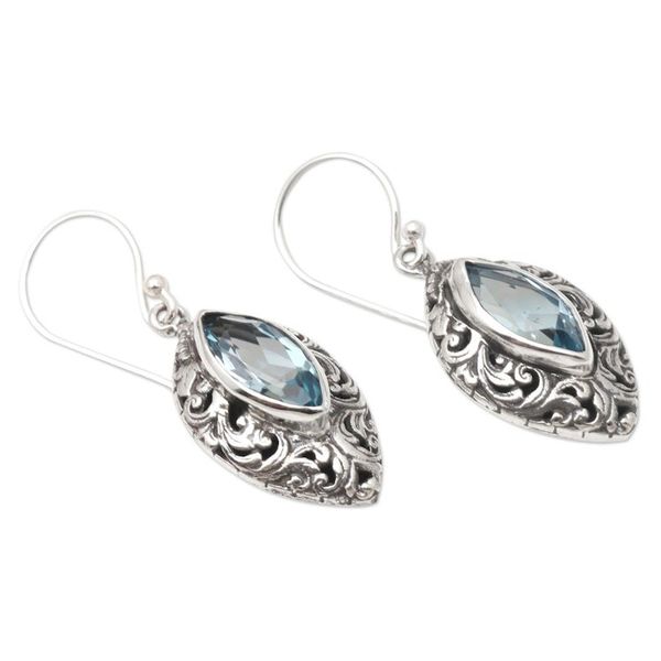 Alternate image for Blue Topaz and Sterling Silver Dangle Earrings Air Battle