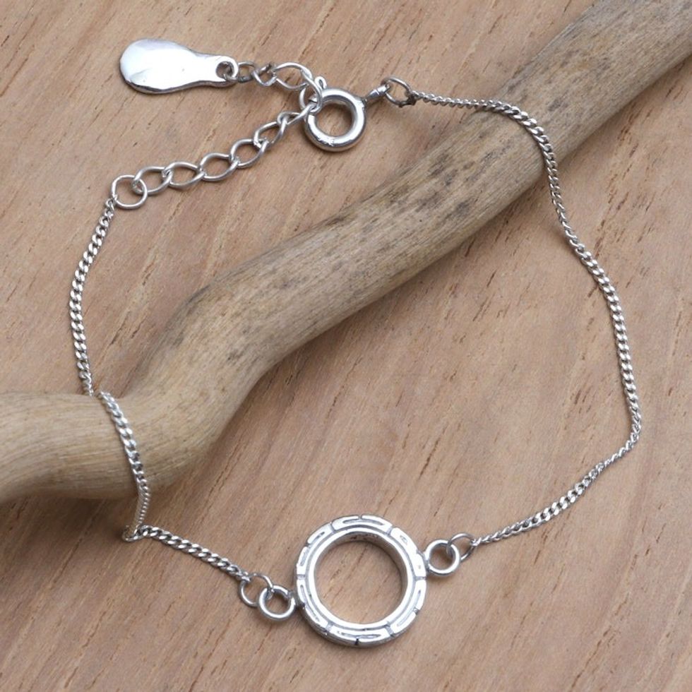 Hand Crafted Sterling Silver Pendant Bracelet 'Speaking in Circles'