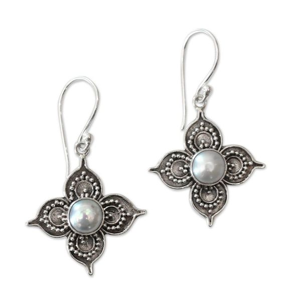 Alternate image for Balinese Cultured Freshwater Pearl Dangle Earrings Holy Glow