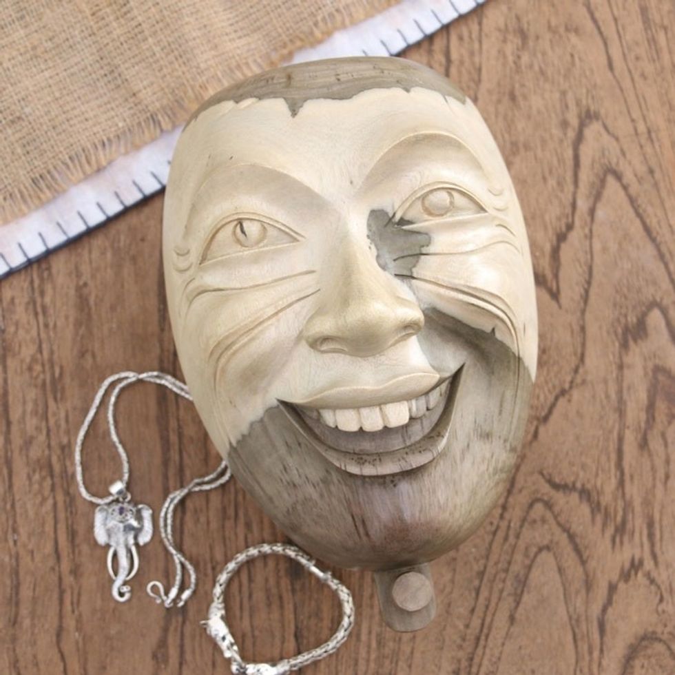 Balinese Hibiscus Wood Decorative Box 'Balinese Theater'