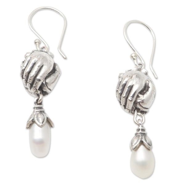 Alternate image for Cultured Pearl and Sterling Silver Dangle Earrings Open Harmony