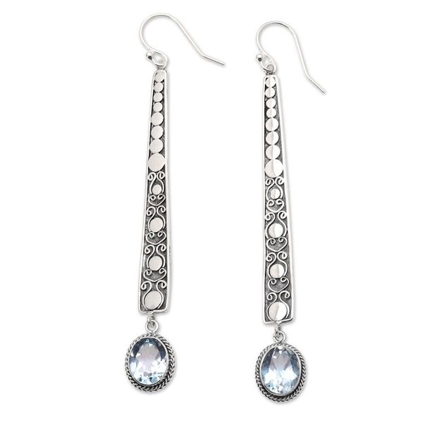Alternate image for Blue Topaz and Sterling Silver Earrings from Bali Serene Air