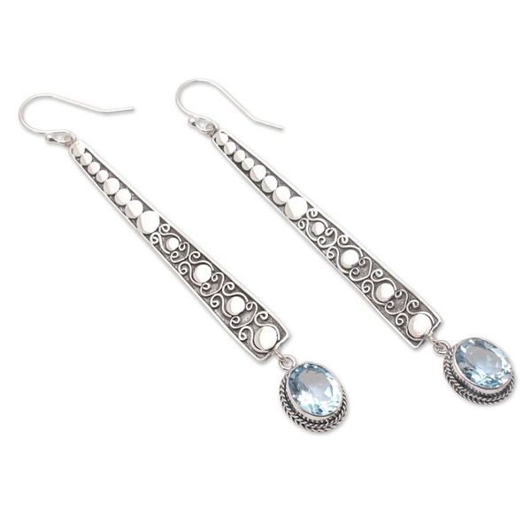 Alternate image for Blue Topaz and Sterling Silver Earrings from Bali Serene Air