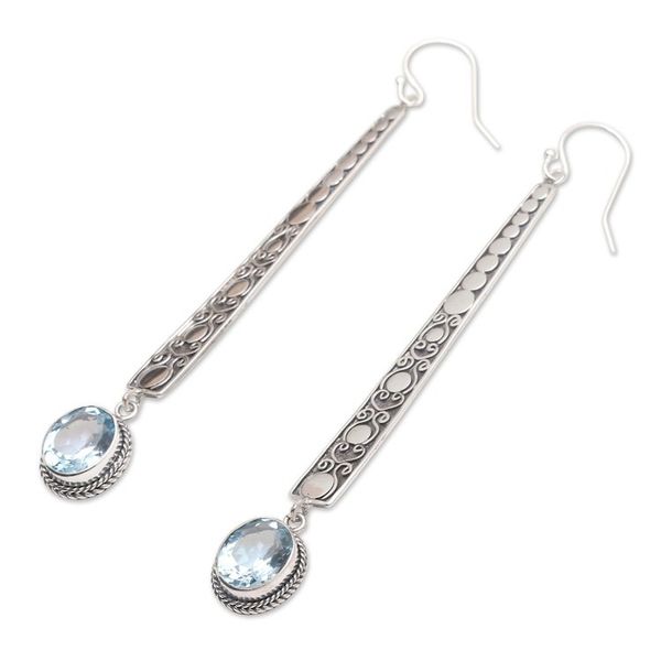 Alternate image for Blue Topaz and Sterling Silver Earrings from Bali Serene Air