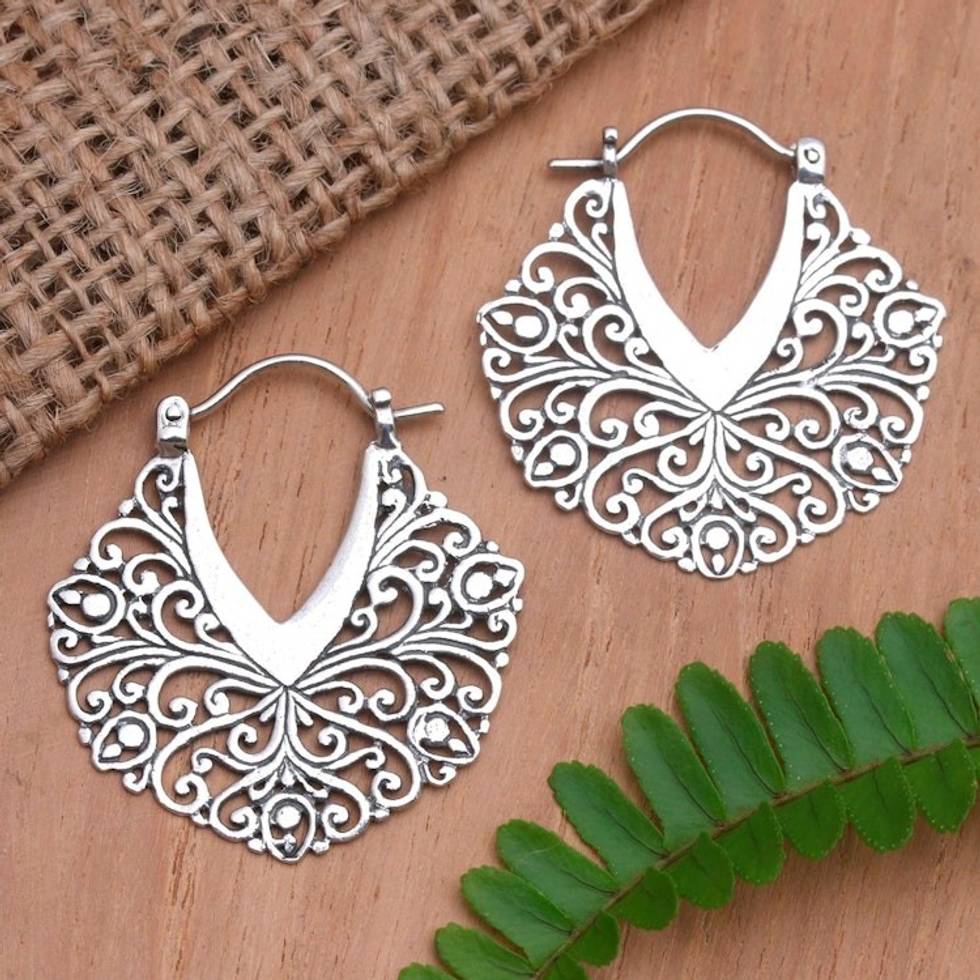 Artisan Crafted Sterling Silver Hoop Earrings 'Destiny Fulfilled'