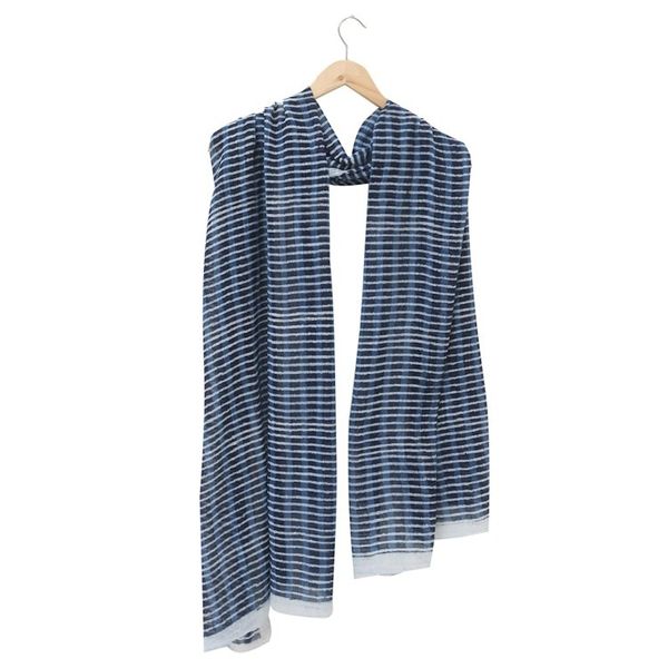 Alternate image for Eco-Friendly Hand-Woven Cotton Scarf Blue Lines