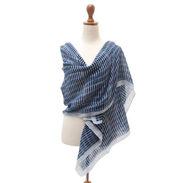 Alternate image for Eco-Friendly Hand-Woven Cotton Scarf Blue Lines