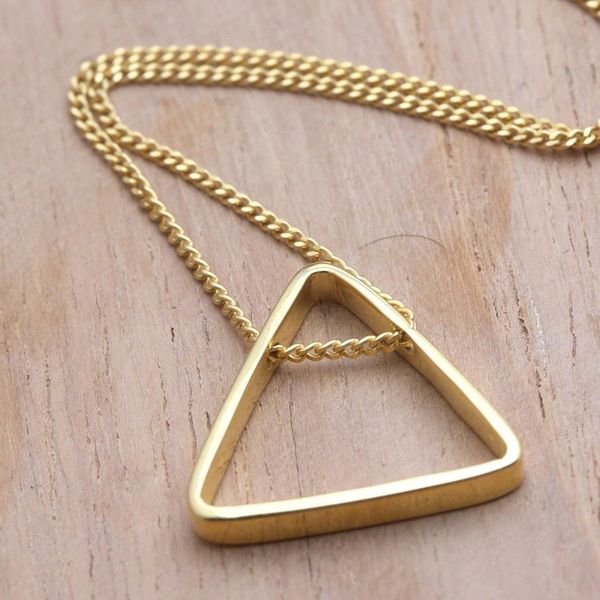 Alternate image for Gold-Plated Pendant Necklace with Triangle Motif Golden Trinity