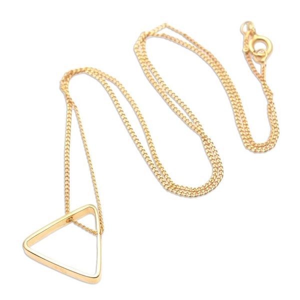 Alternate image for Gold-Plated Pendant Necklace with Triangle Motif Golden Trinity
