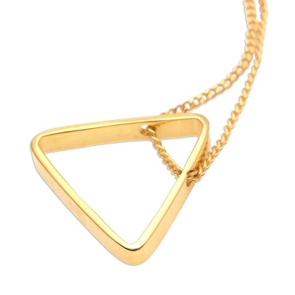 Alternate image for Gold-Plated Pendant Necklace with Triangle Motif Golden Trinity