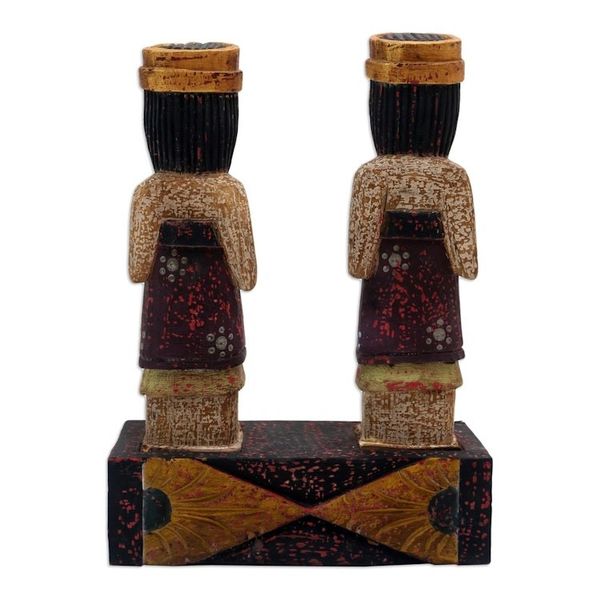 Alternate image for Handmade Wood Statuette with Music Motif Balinese Rhythm