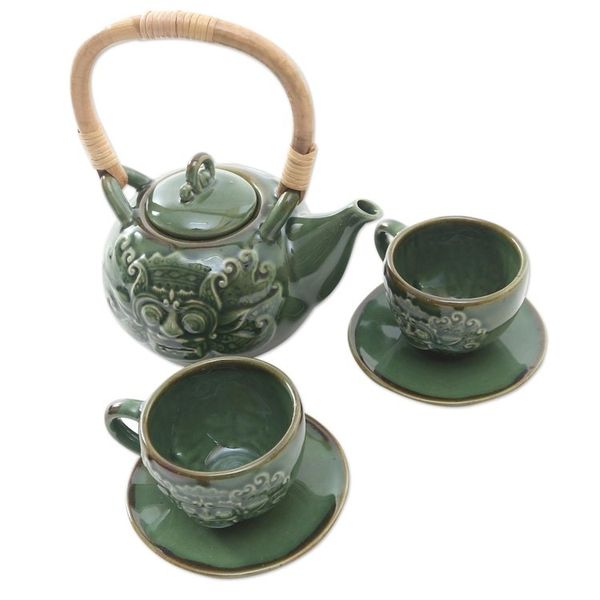 Alternate image for Ceramic Barong-Themed Tea Set for Two 5 Pcs Barong Tea