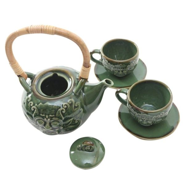 Alternate image for Ceramic Barong-Themed Tea Set for Two 5 Pcs Barong Tea