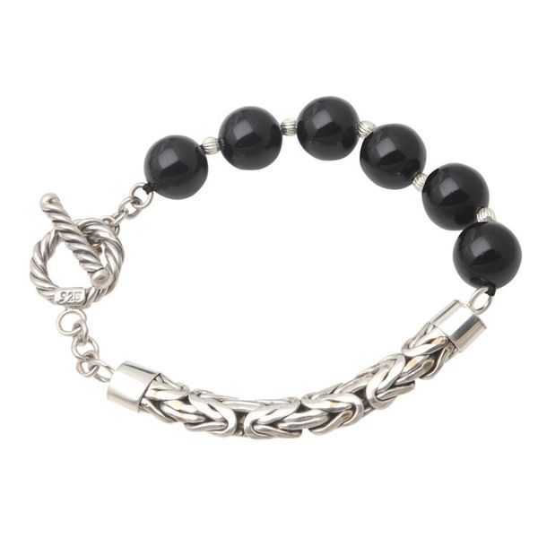 Alternate image for Onyx and Sterling Silver Beaded Bracelet from Bali Dark Journey