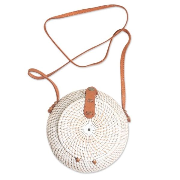 Alternate image for Woven Bamboo Sling Bag from Bali Rally Round in White