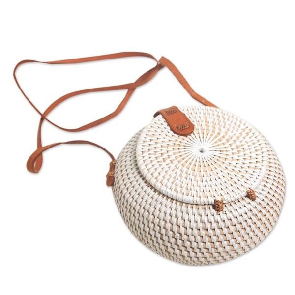 Alternate image for Woven Bamboo Sling Bag from Bali Rally Round in White