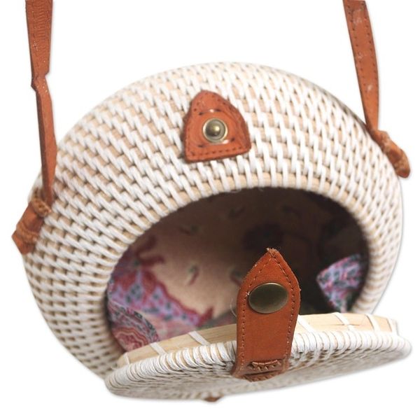 Alternate image for Woven Bamboo Sling Bag from Bali Rally Round in White