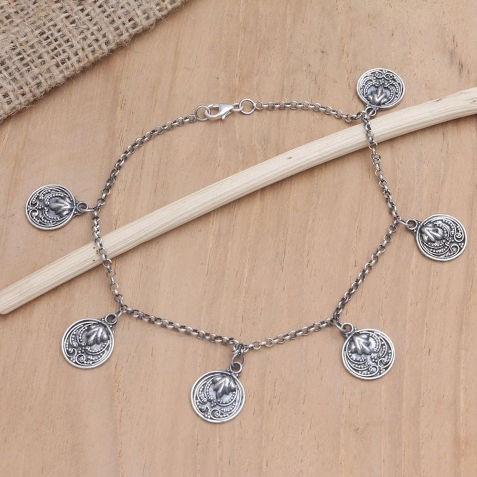 Sterling Silver Charm Anklet from Bali 'Bare Footed'