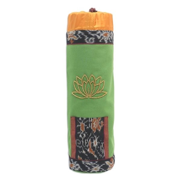 Alternate image for Drawstring Ikat Cotton Yoga Mat Bag Petite Golden Lotus
