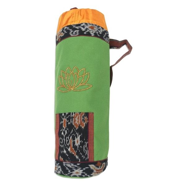 Alternate image for Drawstring Ikat Cotton Yoga Mat Bag Petite Golden Lotus