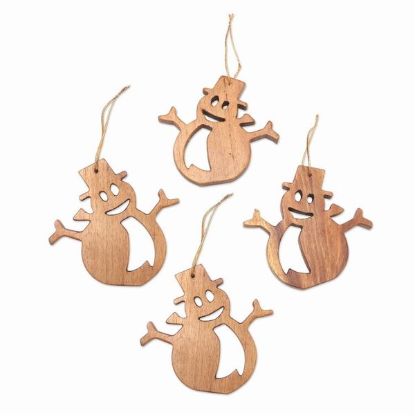 Alternate image for Artisan Crafted Snowman Ornaments Set of 4 Snowman Joy