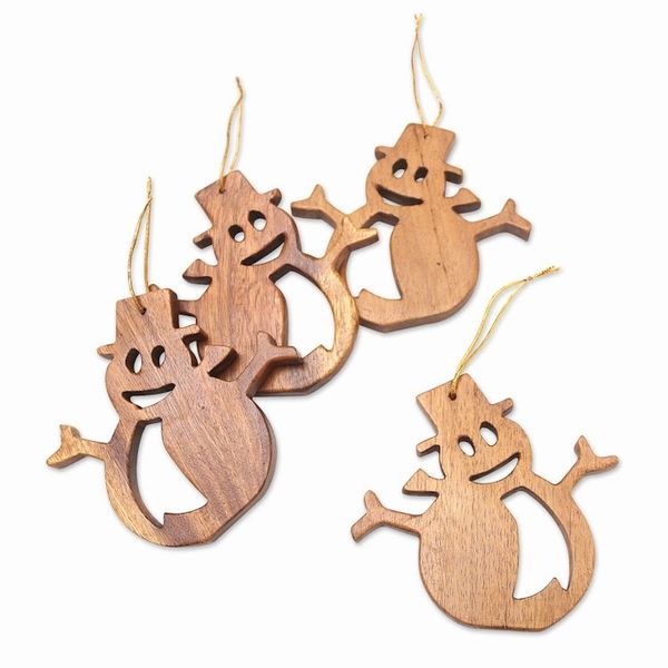Alternate image for Artisan Crafted Snowman Ornaments Set of 4 Snowman Joy