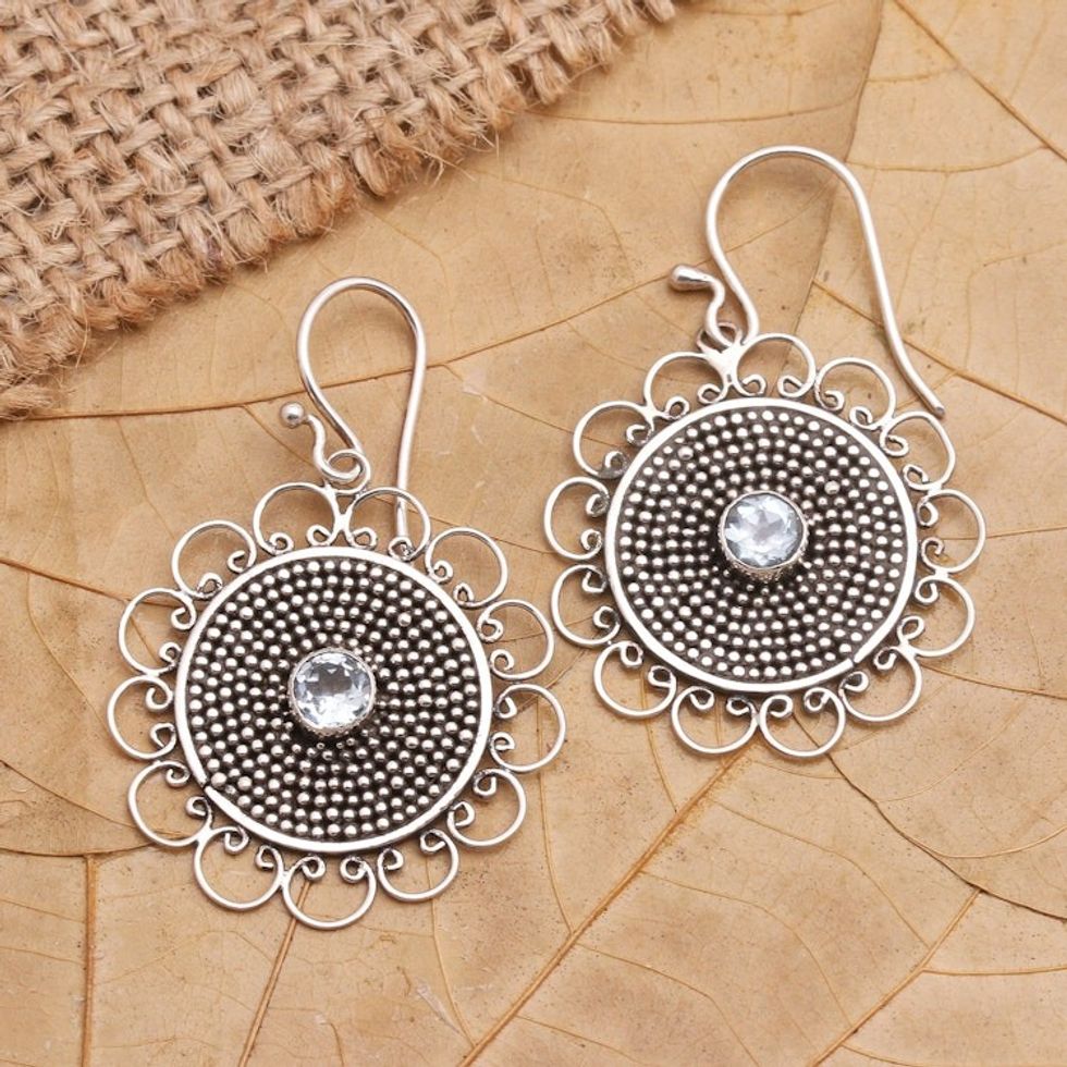 Hand Crafted Blue Topaz Dangle Earrings 'Pitch Perfect'
