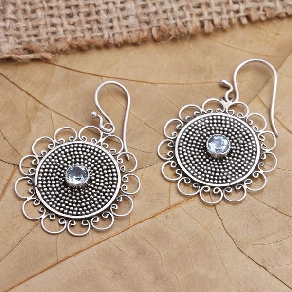 Alternate image for Hand Crafted Blue Topaz Dangle Earrings Pitch Perfect