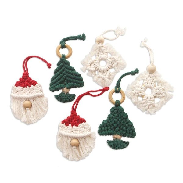 Alternate image for Handmade Cotton and Bamboo Holiday Ornaments Set of 6 Christmas Celebration