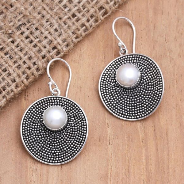Alternate image for Cultured Pearl and Sterling Silver Dangle Earrings from Bali Lighten Up