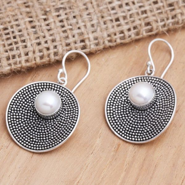 Alternate image for Cultured Pearl and Sterling Silver Dangle Earrings from Bali Lighten Up