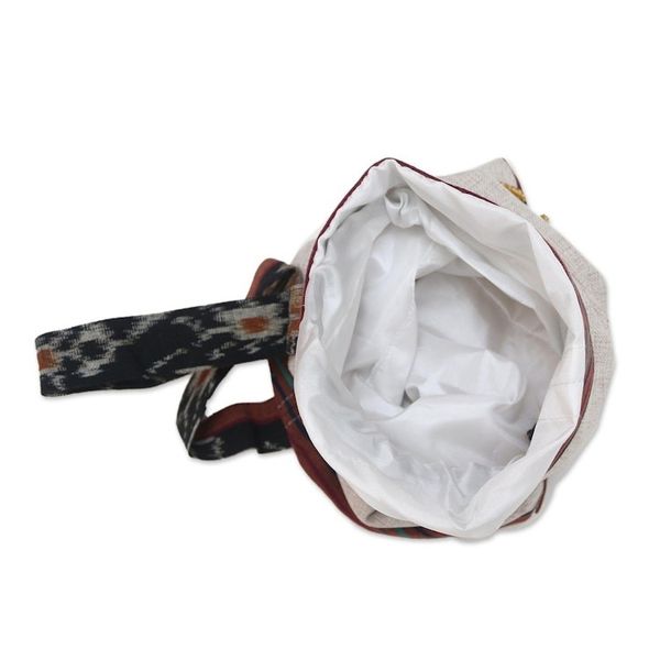 Alternate image for Javanese Ikat Cotton Yoga Mat Bag Lotus Lagoon in Ivory