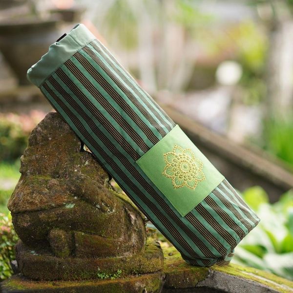 Alternate image for Ikat Cotton Yoga Mat Carrier with Lurik Accent Striped Mandala
