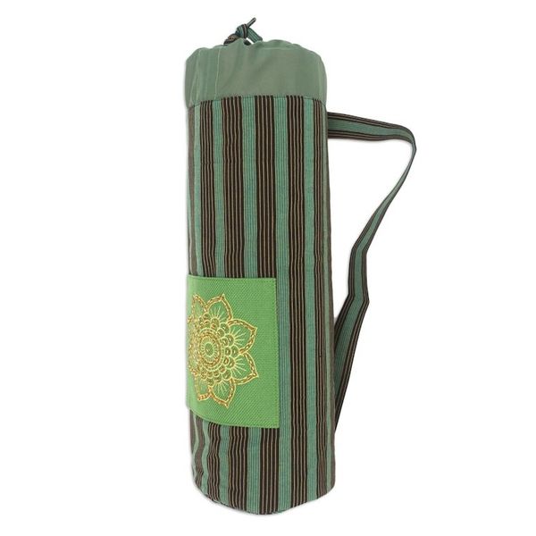 Alternate image for Ikat Cotton Yoga Mat Carrier with Lurik Accent Striped Mandala